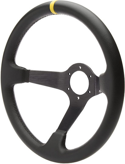Simoni Racing Carrera Pelle Leather Three Spoke Car Steering Wheel with 35cm Diameter Gray/Black