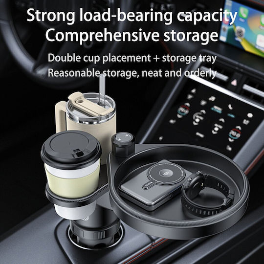 Yesido 3in1 Car Cup Holder C180 Adjustable Rotation Base Storage Expansion Easy Installation Firmly Fixed Black
