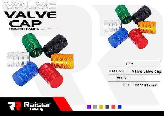Raistar Καπάκια Βαλβίδων Ελαστικών Αυτοκινήτου Μπλε 4τμχ