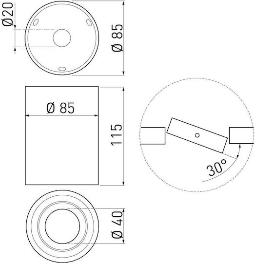 Gtv Single Spot with Socket GU10 in White Color