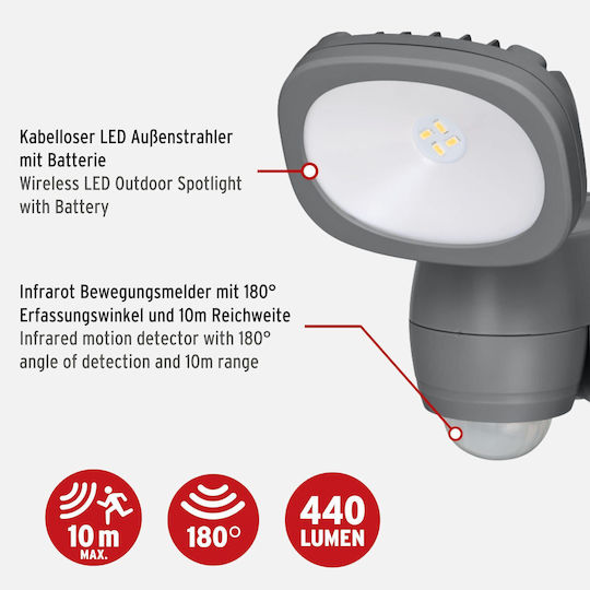 Brennenstuhl Waterproof LED Flood Light 4.5W Cold White 5000K with Motion Sensor IP44