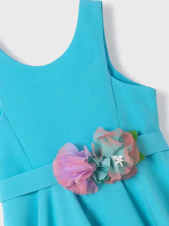 Mädchenkleid Blumen Türkis