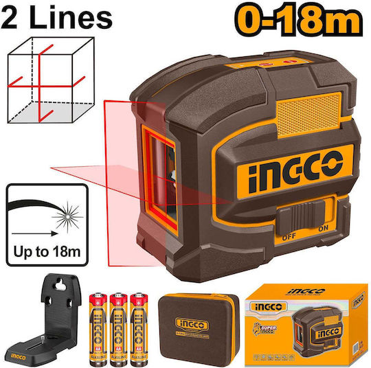 Ingco Self-leveling Linear Laser Level Red Beam 1.5V with Working Range 18m