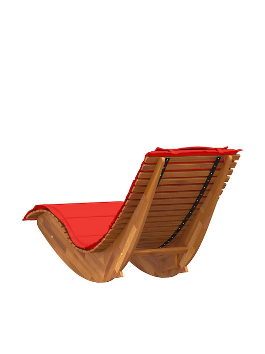 Wooden Deckchair with Green Pillow 154x60x74cm