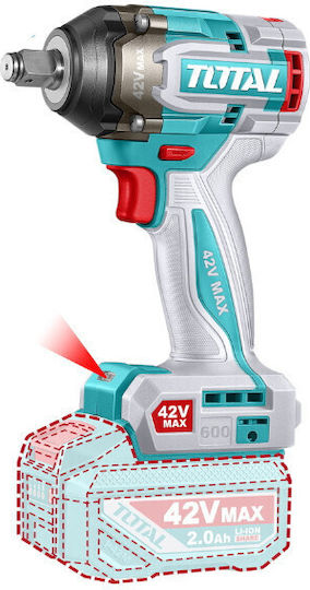 Total Brushless Μπουλονόκλειδο Μπαταρίας 42V 2x2Ah με Υποδοχή 1/2"