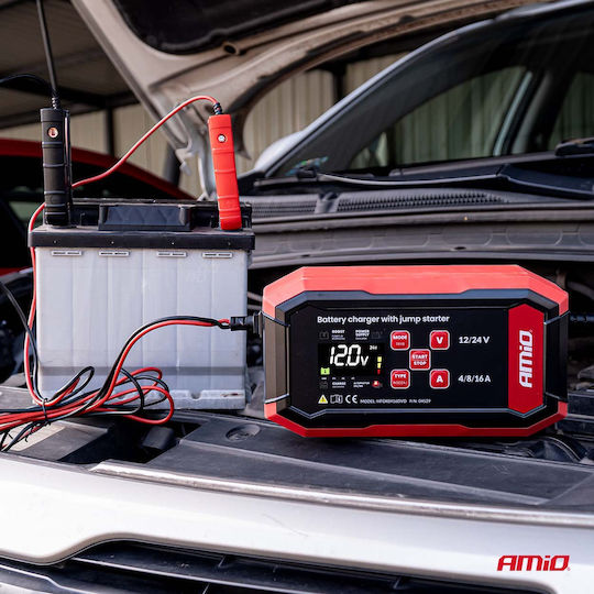 AMiO Зарядно за автомобилна батерия 12/24V