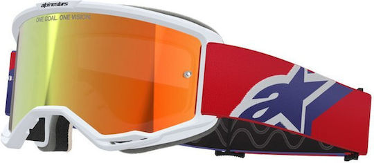 Μάσκα Μηχανής Motocross Alpinestars Vision 5 Corp Red Purple Mirror Red