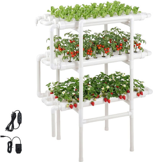 Vevor Hydroponic Cultivation System Hydroponic Cultivation Kit 3 Levels 108 Slots Upvc Pipes Timed Irrigation Thickened Hydroponic Pipes Indoor Home Garden Vegetable Fruit Herb Cultivation