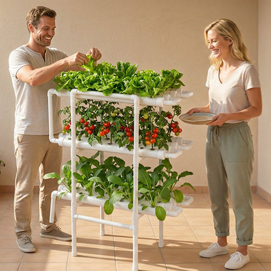 Vevor Hydroponic Cultivation System Hydroponic Cultivation Kit 3 Levels 108 Slots Upvc Pipes Timed Irrigation Thickened Hydroponic Pipes Indoor Home Garden Vegetable Fruit Herb Cultivation