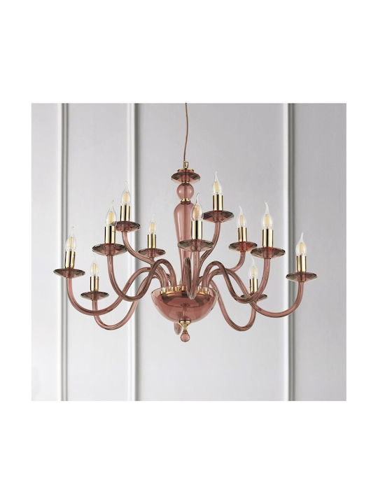 Ondaluce Chandelier Ø84cm with Purple Candlesticks