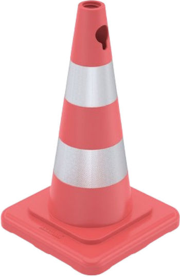 Κώνοι Ασφαλείας Καουτσούκ Μαύρη Βάση 50cm