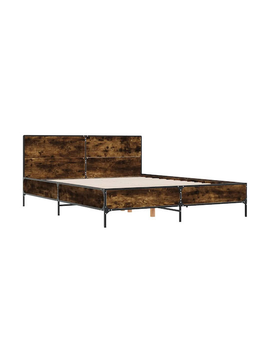 Doppelbett Aus Holz Braun Mit Lattenrost Für Matratze 150x200cm