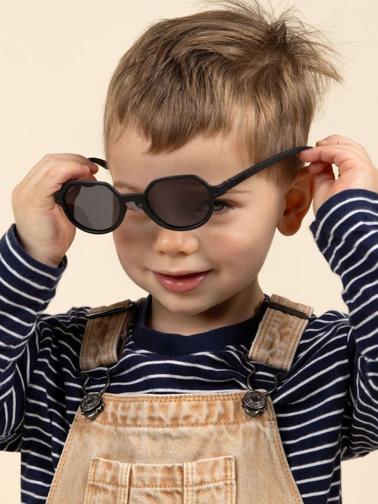 KiETLA Unbreakable Round Baby Sunglasses Black for 1-2 Years