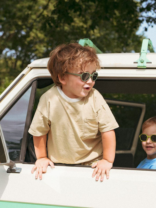 KiETLA Unbreakable Round Kids Sunglasses Green for 2-4 Years