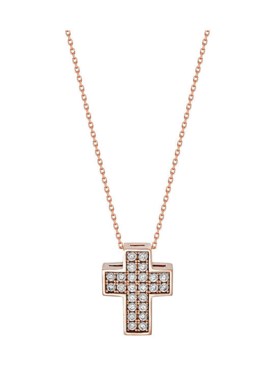 Kiriakos Gofas Women's Rose Gold 9K Double Sided Cross with Chain