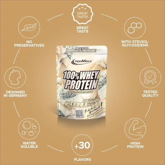 IronMaxx 100% Molkenprotein mit Geschmack Mohnkuchen Käsekuchen 500gr
