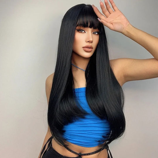 Animis Beauty Περούκα με Συνθετική Τρίχα σε Μαύρο Χρώμα 70cm