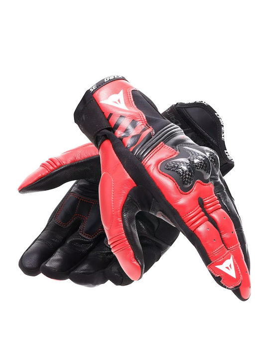 Dainese Reacto Carbon Short Καλοκαιρινά Ανδρικά Γάντια Μηχανής Δερμάτινα Black / Red-Lava