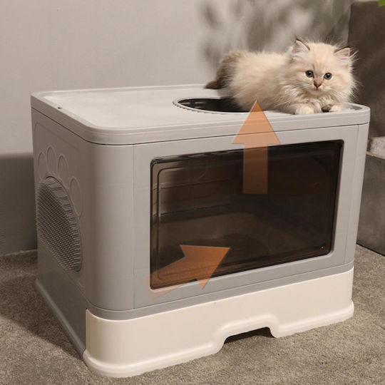 Animal Cat Toilet Closed with Filter Gray L51 x W40 x H36.5cm with Double Input