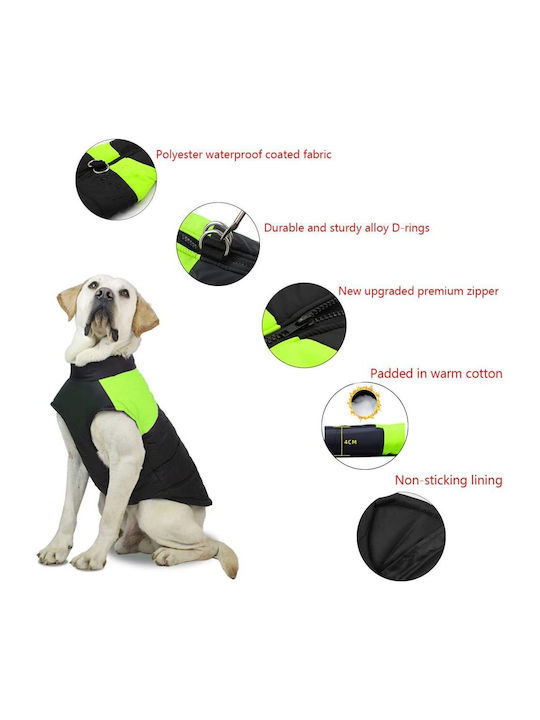 Haine pentru câini Fleece / Impermeabil / Antivant Verde cu Lungimea Spateului 58 cm