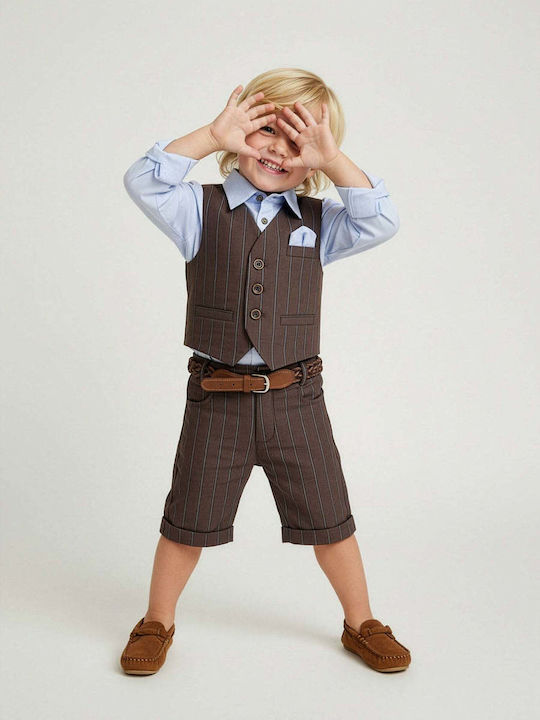 Kids Clothing Sets Summer Suit with Shorts 6 Pieces Brown