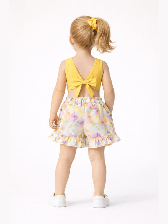 Kids Set with Shorts Summer 2 Pieces Yellow-Lilac G146
