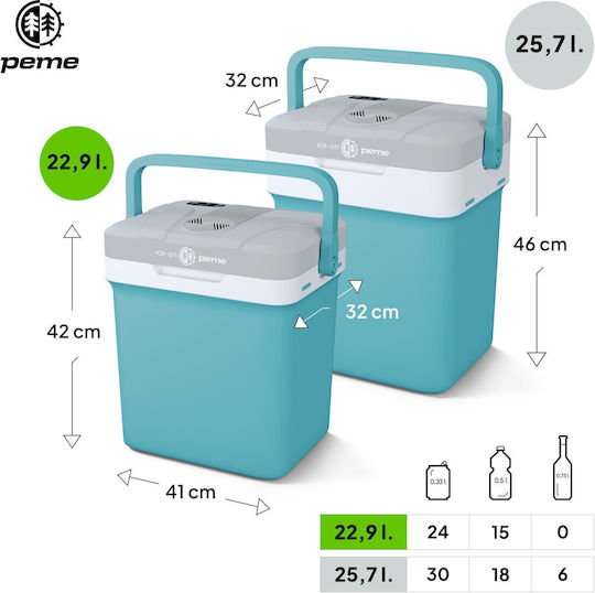 Peme Essential 27 Φορητό Ψυγείο Θερμοηλεκτρικό 23lt 230V / 12V Πράσινο