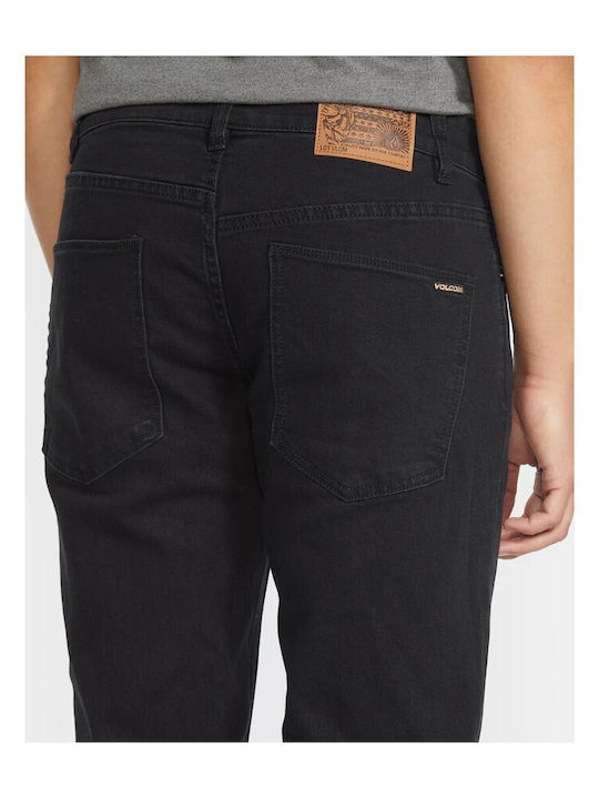 Men's Elastic Jeans Pants with Regular Straight Fit Black Out