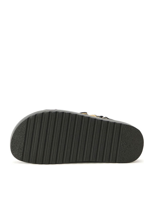 Bigmona Women's Flat Sandals Flatforms Black