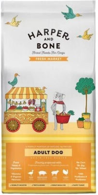 Harper and Bone Fresh Market 12kg Trockenfutter ohne Getreide für erwachsene Hunde mittlerer & großer Rassen mit Türkei, Gemüse, Ente, Leber und Schweinefleisch