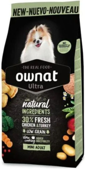 Ownat Ultra Low Grain Mini 3kg Dry Food with Few Grains for Adult Small Breed Dogs with Chicken and Vegetables