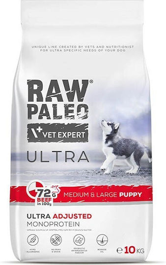 Raw Paleo 10kg Hrană Uscată fără Cereale & Gluten pentru Căţei de Rase Medii & Mari cu Carne de vită