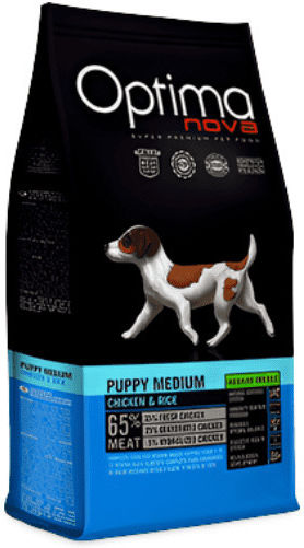 Optimanova 2kg Dry Food Grain-Free for Medium Breed Puppies with Chicken and Rice
