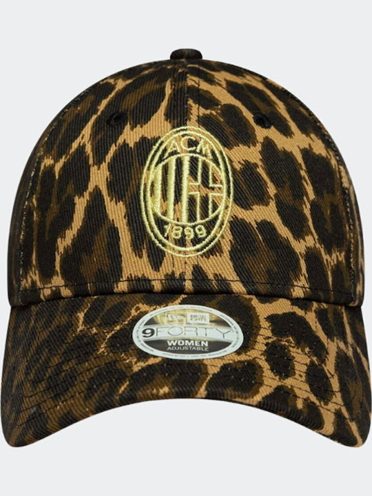 New Era Ac Milan Women's Leopard Open Brown 9forty Cap Jockey Leopard Pattern
