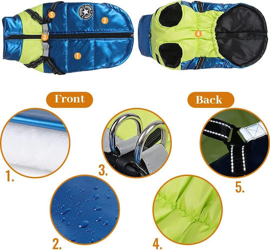 Animal Blue Waterproof Dog Coat with 25cm Back Length