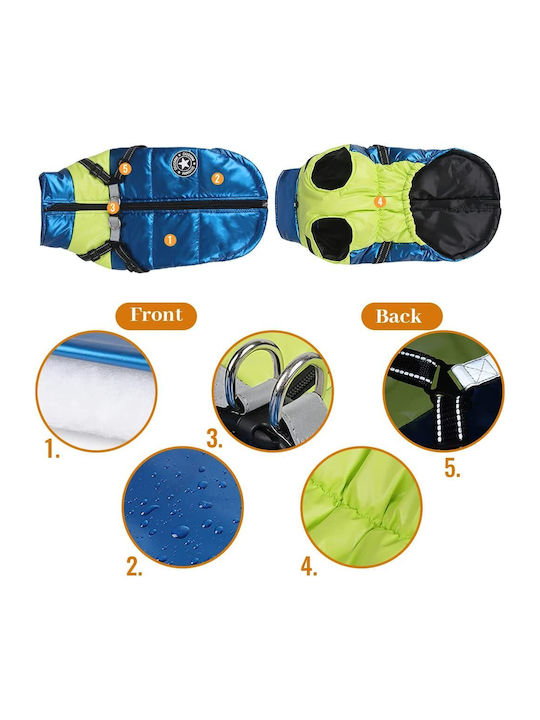 Animal Blue Waterproof Dog Coat with 30cm Back Length