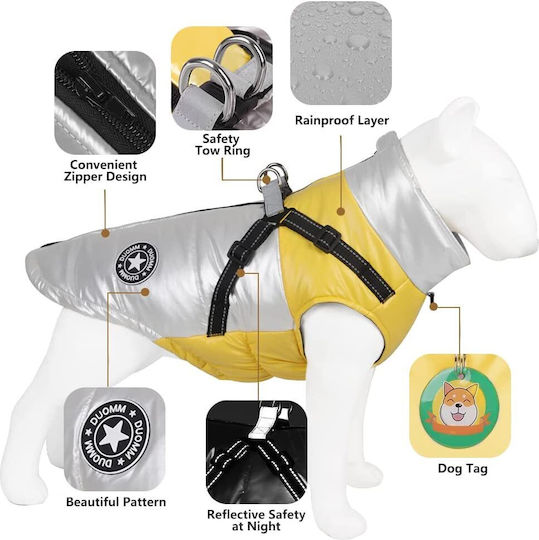 Animal Yellow Waterproof Dog Coat with 45cm Back Length