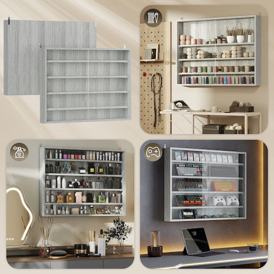 Grey Wall Shelf 80x9.5x60cm