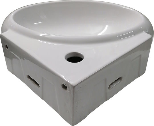 Wandmontierter Unterbaubecken Waschbecken aus Porzellan 36x36x13cm Eckmodell