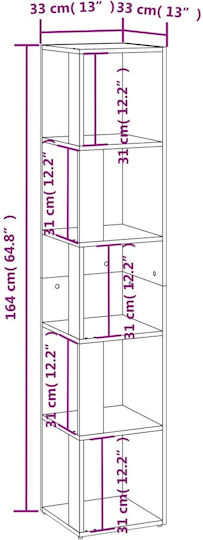 Γωνιακή Βιβλιοθήκη Λευκή 33x33x132εκ.