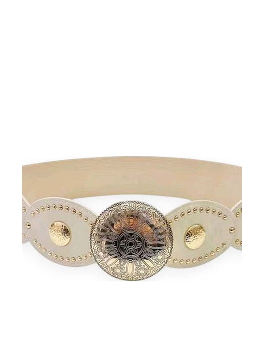 Elastic White Women's Belt