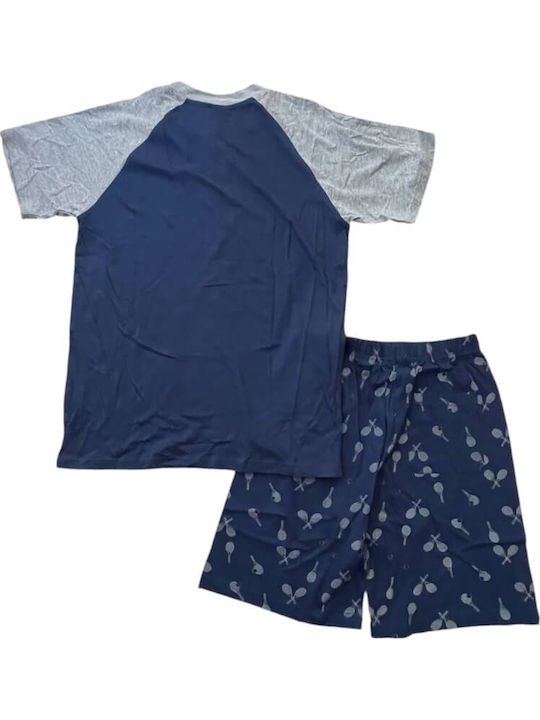 Enrico Coveri Sommer Herrenpyjama Bluse Blau-jeans