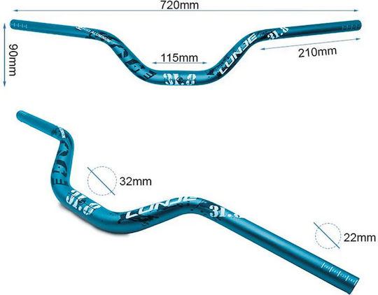 Ewheels EWM152 Bicycle Handlebar Mountain City Trekking 720mm Blue