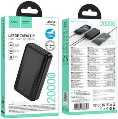 Hoco J165A Power Bank 20000mAh with 2 USB-A Ports Power Delivery / Quick Charge 3.0 Black
