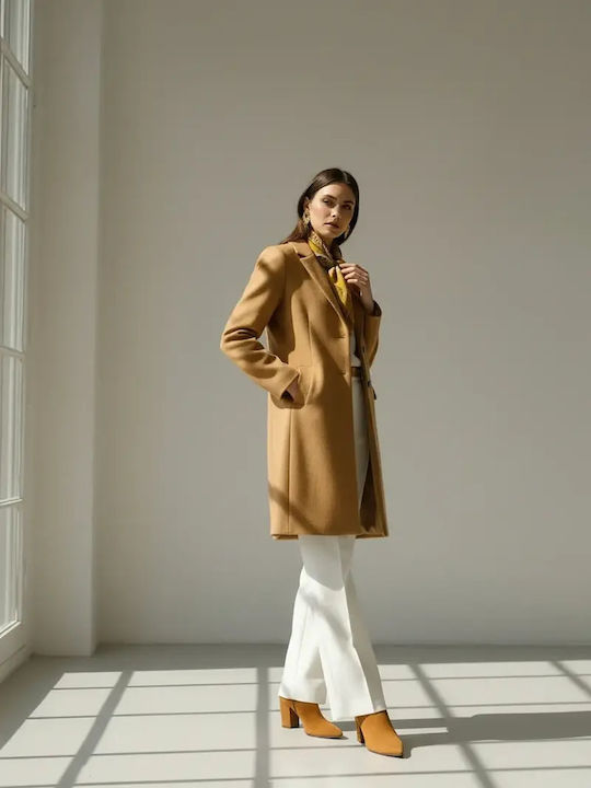 Women's Black Half Coat with Buttons