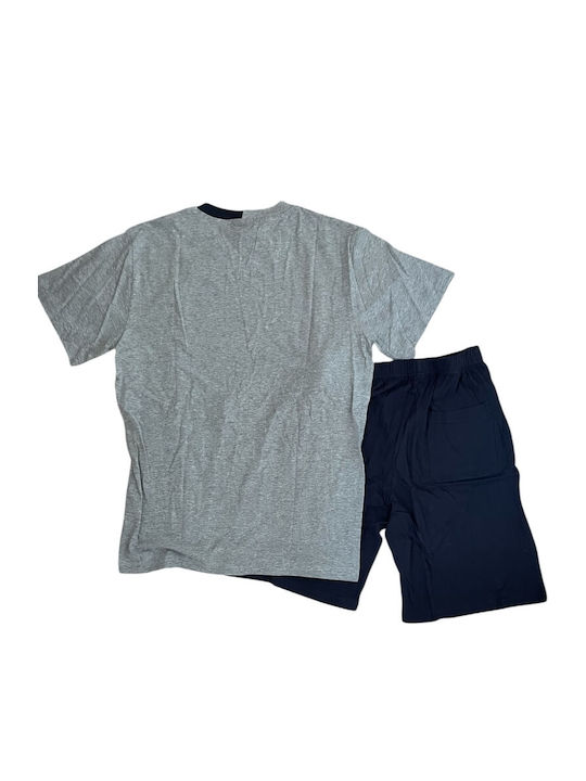 Enrico Coveri Sommerliche Herrenpyjama Hemd Grau