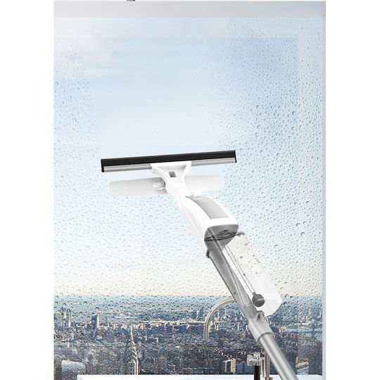 Alista Home Racletă Pentru Geamuri Cu Două Fețe Cu Tijă Telescopică Recipient Pentru Lichid Lavetă Din Microfibră Racletă Din Silicon 120 Cm Alb