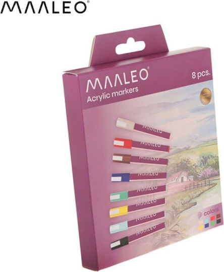 Maaleo Ακρυλικοί Μαρκαδόροι Γκρι 4mm Σετ 8τμχ