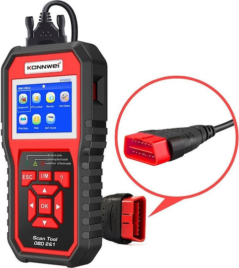 Konnwei Instrument de diagnosticare auto Digital OBD 2 cu Cablu Compatibil cu Android