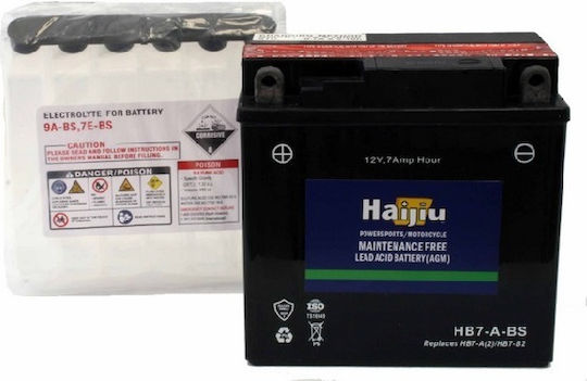 HaiJiu HB7-A-BS Motorradbatterie YB7-A mit Kapazität 7Ah YB7-A-BS